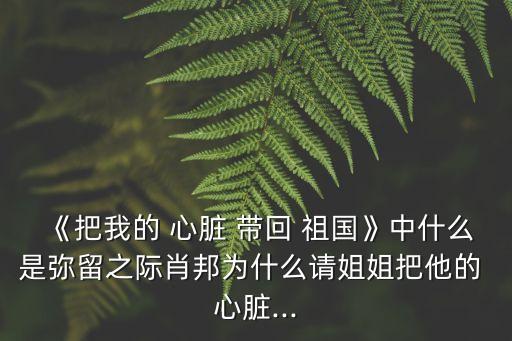 《把我的 心臟 帶回 祖國》中什么是彌留之際肖邦為什么請姐姐把他的 心臟...