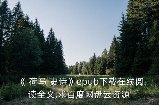 《 荷馬 史詩》epub下載在線閱讀全文,求百度網(wǎng)盤云資源