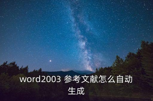 word2003 參考文獻怎么自動生成
