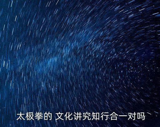  太極拳的 文化講究知行合一對嗎