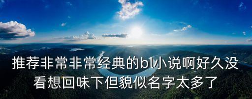 推薦非常非常經(jīng)典的bl小說啊好久沒看想回味下但貌似名字太多了