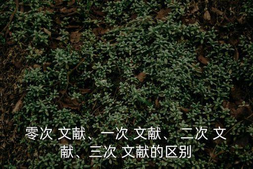 零次 文獻、一次 文獻、 二次 文獻、三次 文獻的區別