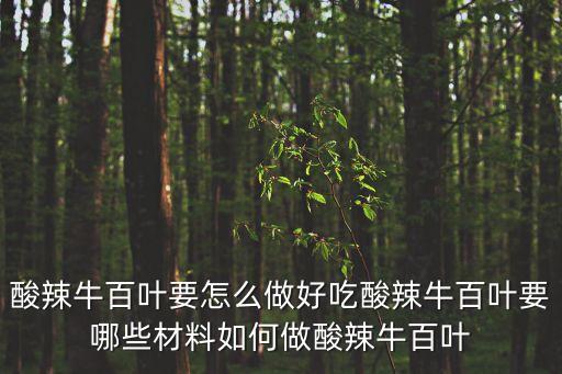 酸辣牛百葉要怎么做好吃酸辣牛百葉要哪些材料如何做酸辣牛百葉