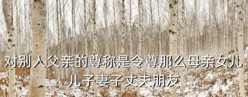 對別人父親的尊稱是令尊那么母親女兒兒子妻子丈夫朋友