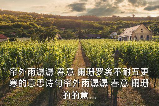 簾外雨潺潺 春意 闌珊羅衾不耐五更寒的意思詩句簾外雨潺潺 春意 闌珊的的意...