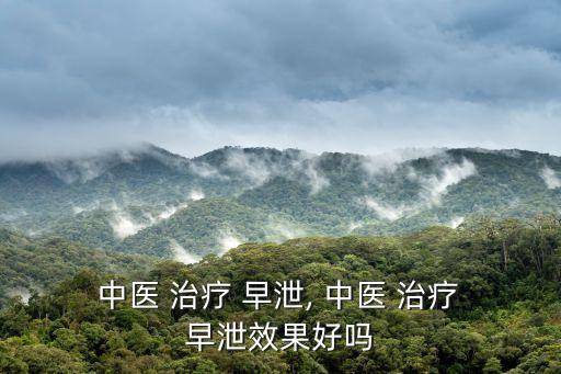  中醫 治療 早泄, 中醫 治療 早泄效果好嗎