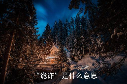 “詭詐”是什么意思