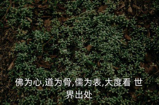 佛為心,道為骨,儒為表,大度看 世界出處