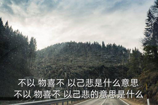 不以物喜不以己悲,不以物喜，無以己悲