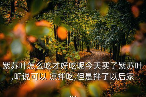 紫蘇葉怎么吃才好吃呢今天買了紫蘇葉,聽說可以 涼拌吃,但是拌了以后家...