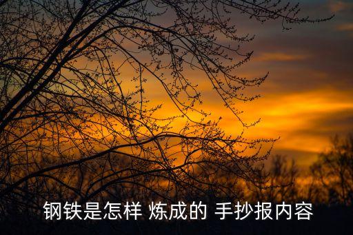  鋼鐵是怎樣 煉成的 手抄報內容