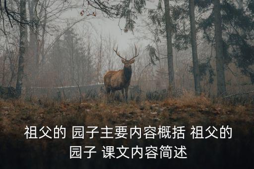 祖父的園子課文,第二集:我的童年回憶