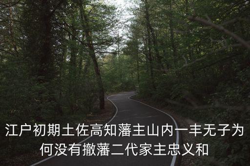 江戶初期土佐高知藩主山內一豐無子為何沒有撤藩二代家主忠義和