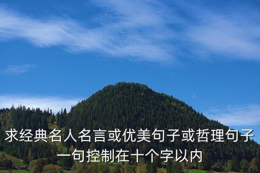 求經(jīng)典名人名言或優(yōu)美句子或哲理句子一句控制在十個(gè)字以?xún)?nèi)
