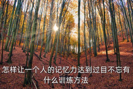 怎樣讓一個人的記憶力達到過目不忘有什么訓練方法