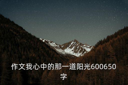 作文我心中的那一道陽光600650字