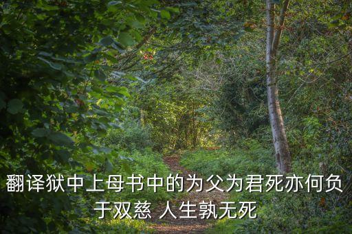 獄中上母書，翻譯獄中上母書中的為父為君死亦何負于雙慈 人生孰無死
