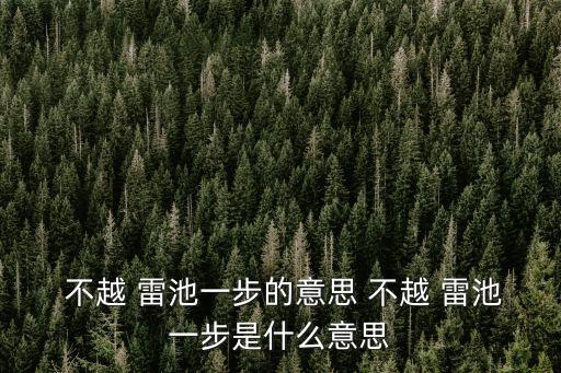  不越 雷池一步的意思 不越 雷池一步是什么意思
