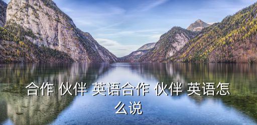 合作 伙伴 英語合作 伙伴 英語怎么說