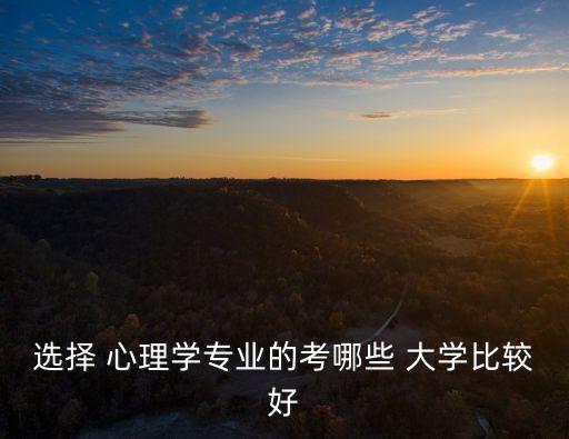 選擇 心理學專業的考哪些 大學比較好
