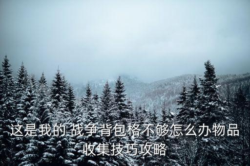 這是我的戰爭超市,戰爭背包空間不夠怎么辦?