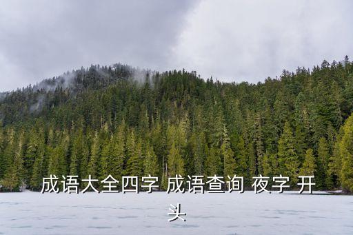  成語大全四字 成語查詢 夜字 開頭