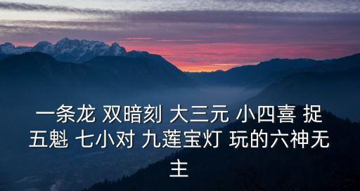 一條龍 雙暗刻 大三元 小四喜 捉五魁 七小對 九蓮寶燈 玩的六神無主
