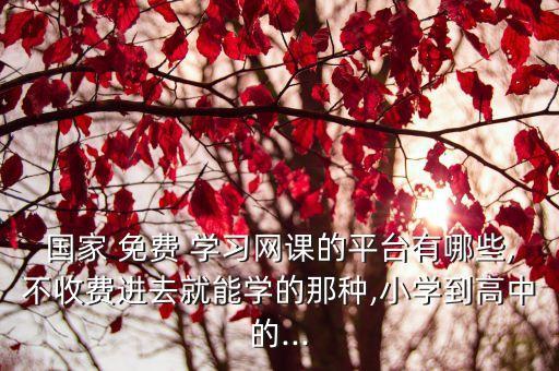 國家 免費(fèi) 學(xué)習(xí)網(wǎng)課的平臺有哪些,不收費(fèi)進(jìn)去就能學(xué)的那種,小學(xué)到高中的...