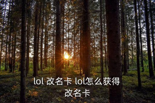  lol 改名卡 lol怎么獲得 改名卡