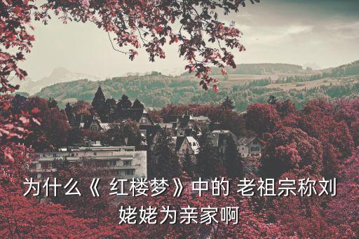為什么《 紅樓夢》中的 老祖宗稱劉姥姥為親家啊