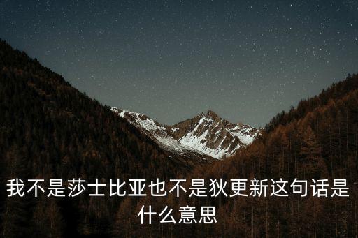我不是莎士比亞也不是狄更新這句話是什么意思