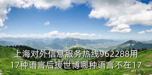 上海對外信息服務熱線962288用17種語言后援世博哪種語言不在17