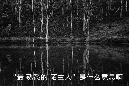 最熟悉的陌生人是什么意思,把最美微笑留給傷害你最深的人