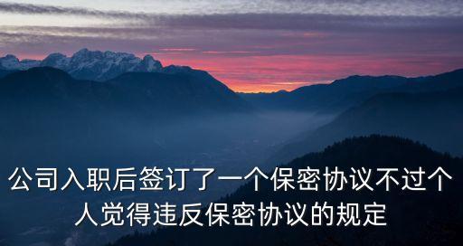 公司入職后簽訂了一個(gè)保密協(xié)議不過(guò)個(gè)人覺得違反保密協(xié)議的規(guī)定