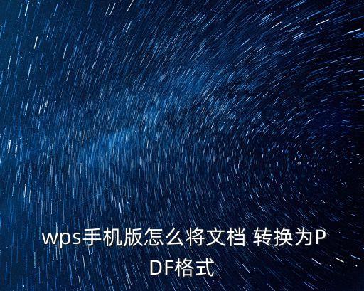  wps手機(jī)版怎么將文檔 轉(zhuǎn)換為PDF格式