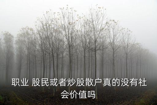 職業股民,職業股民為社會和諧穩定做出貢獻