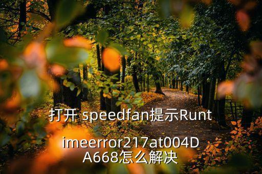 打開(kāi) speedfan提示Runtimeerror217at004DA668怎么解決