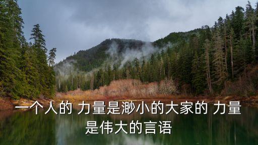一個人的 力量是渺小的大家的 力量是偉大的言語