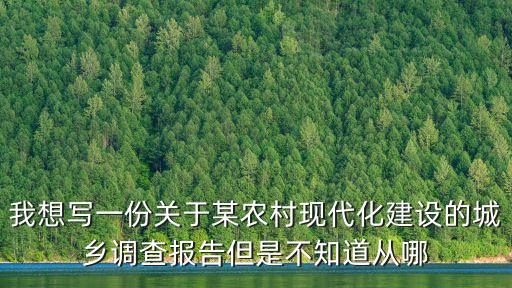 我想寫一份關于某農村現代化建設的城鄉(xiāng)調查報告但是不知道從哪