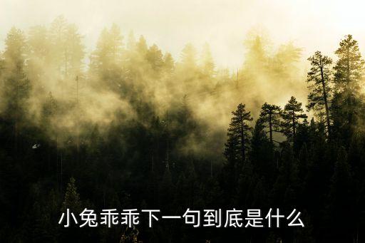 小兔乖乖下一句到底是什么