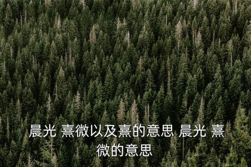 晨光熹微的意思,晨光熹微的四月天