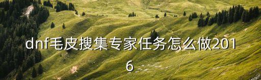 dnf毛皮搜集專家任務怎么做2016