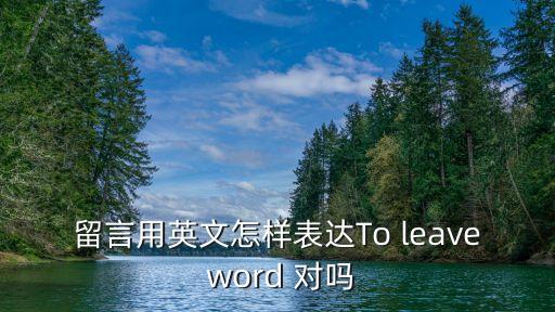 留言英語，留言用英文怎樣表達To leave word 對嗎