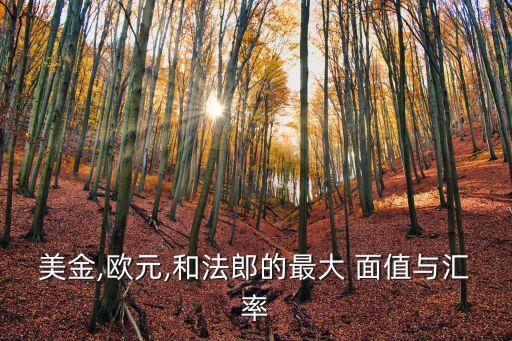 美金,歐元,和法郎的最大 面值與匯率