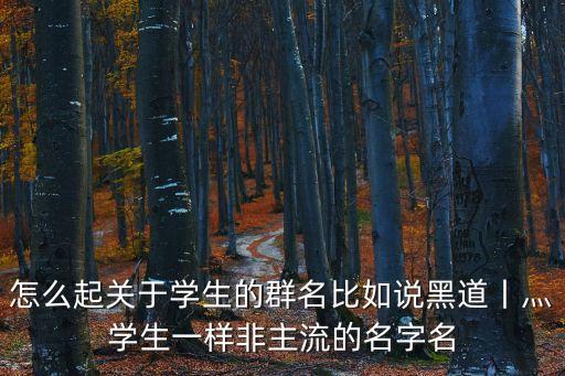 怎么起關于學生的群名比如說黑道丨灬學生一樣非主流的名字名