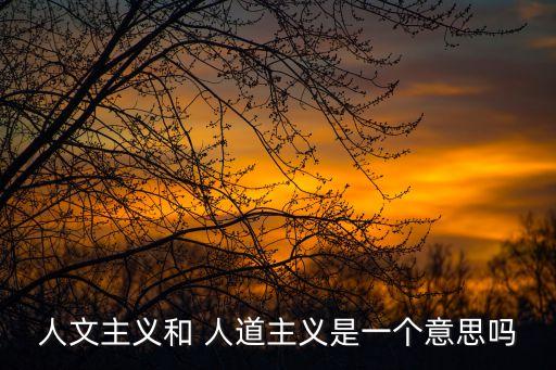 人文主義和 人道主義是一個意思嗎