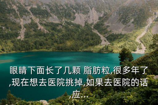 眼睛下面長了幾顆 脂肪粒,很多年了,現在想去醫院挑掉,如果去醫院的話,應...