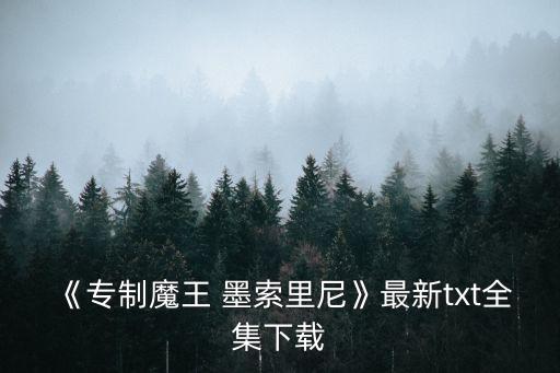 《專制魔王 墨索里尼》最新txt全集下載