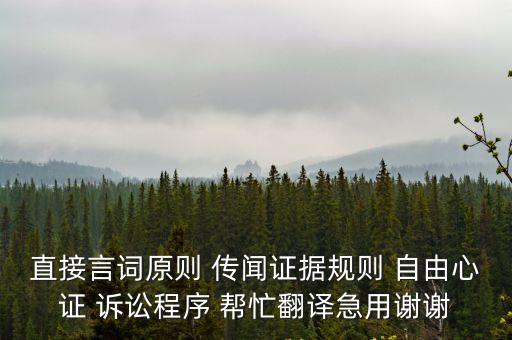 直接言詞原則 傳聞證據規則 自由心證 訴訟程序 幫忙翻譯急用謝謝