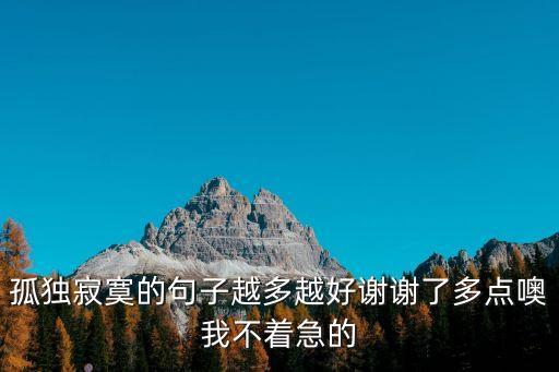 孤獨寂寞的句子越多越好謝謝了多點噢我不著急的